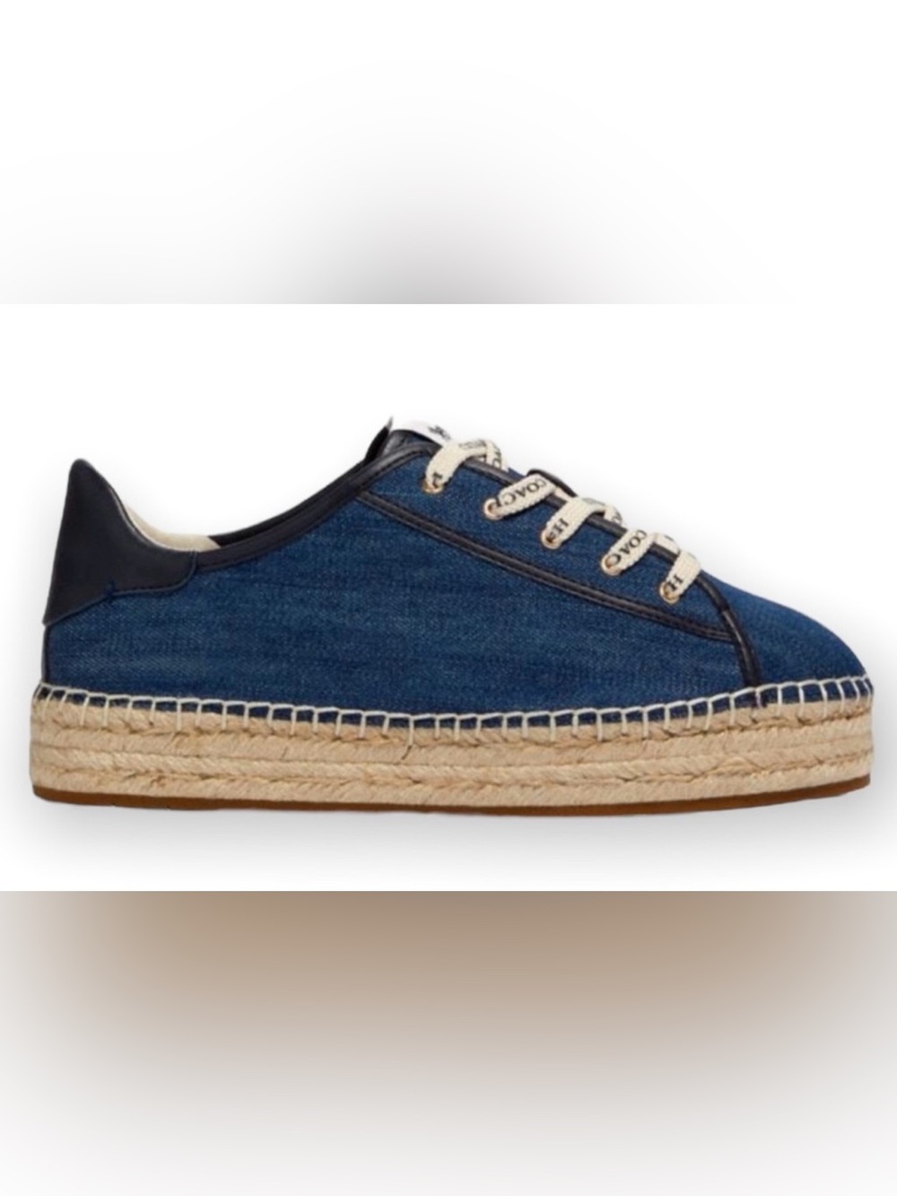 Coach Cate Denim Espadrille Sneaker in Navy and Natural